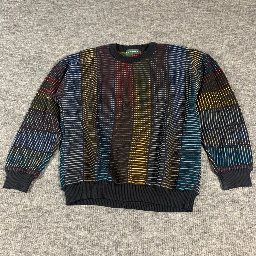 Vintage Tundra Sweater Mens Medium Multicolor 3D Knit Mercerized Cotton Canada